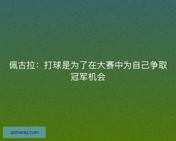 佩古拉：打球是为了在大赛中为自己争取冠军机会