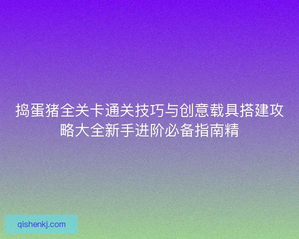 捣蛋猪全关卡通关技巧与创意载具搭建攻略大全新手进阶必备指南精