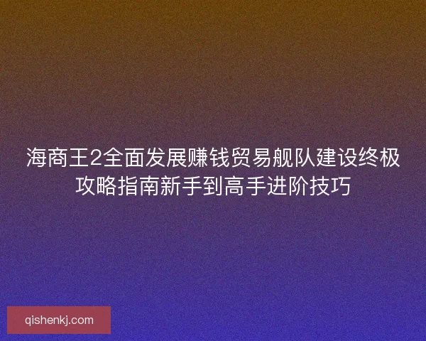 海商王2全面发展赚钱贸易舰队建设终极攻略指南新手到高手进阶技巧